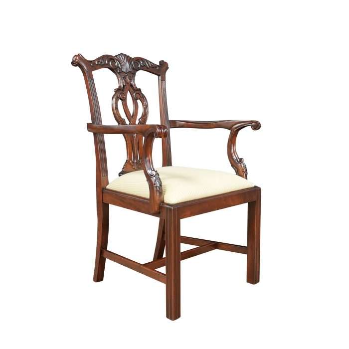 Solid Mahogany Chippendale Arm Chair