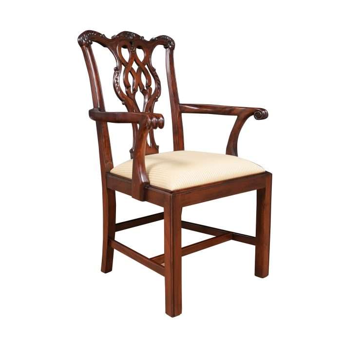 Straight Leg Chippendale Arm Chair