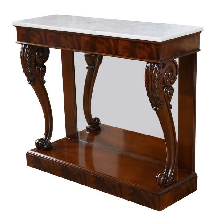 Mahogany Marble Top Console