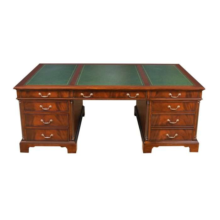 Huge Partners Desk Green Leather