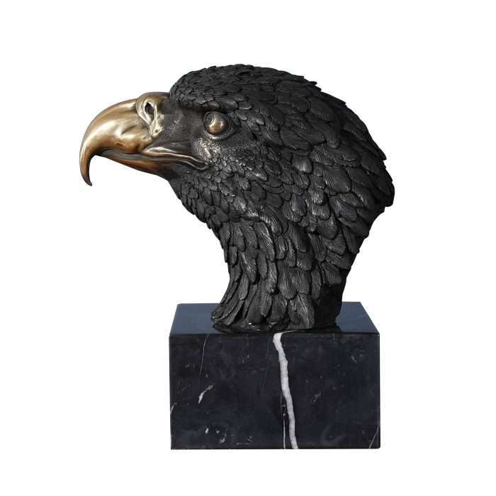 Large Bronze Eagle Bust on Marble Base