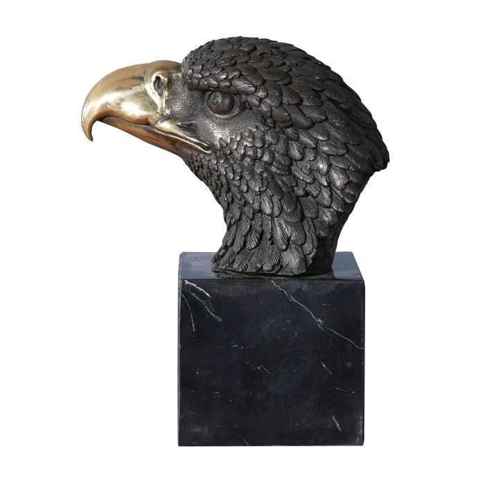 Small Bronze Eagle Bust on Marble Base