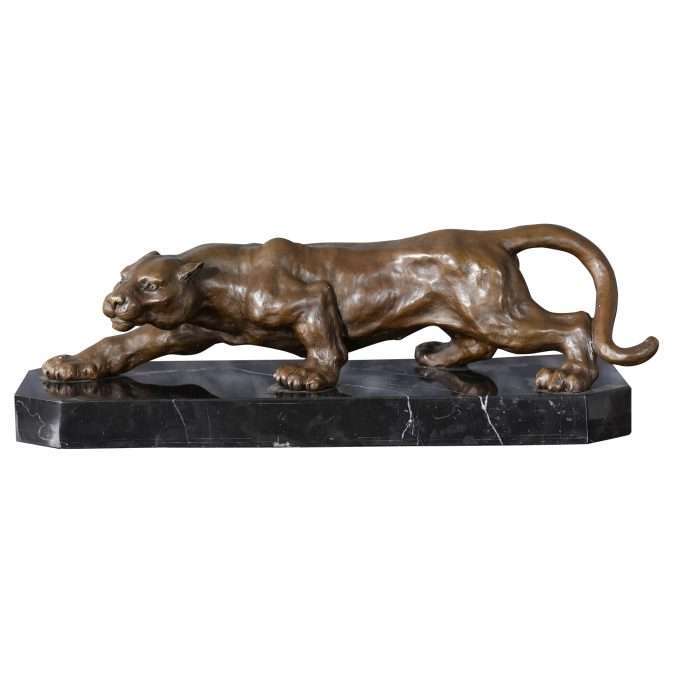 Bronze Panther on Marble Base