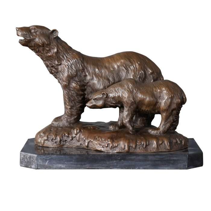 The Bronze Bear and Cub Marble Base