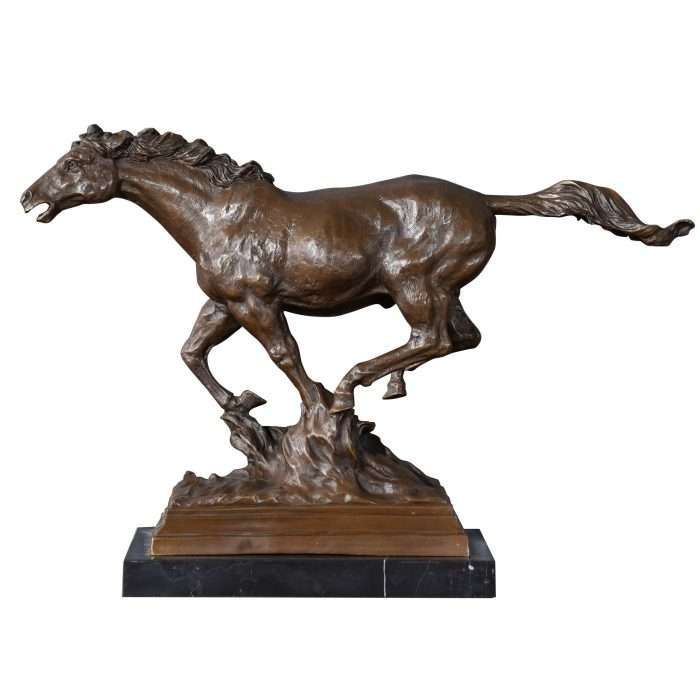 Running Horse on Marble Base