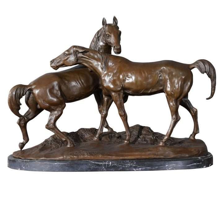 Two Horses on Marble Base