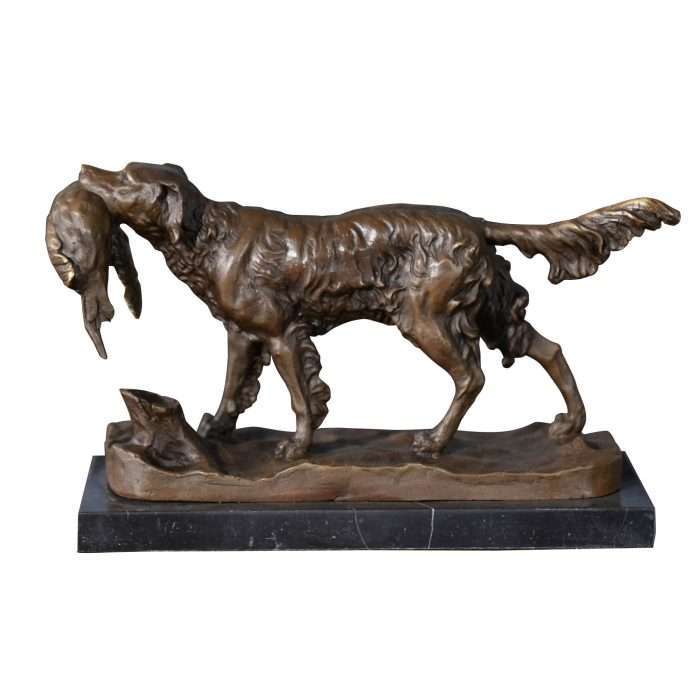 Bronze Bird Dog on Marble Base