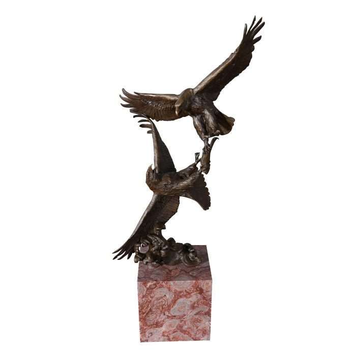 Bronze Eagles in Flight with Marble Base