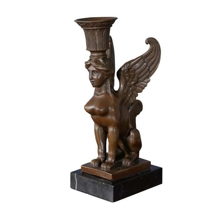 Bronze Sphinx Candle Holder on Marble Base