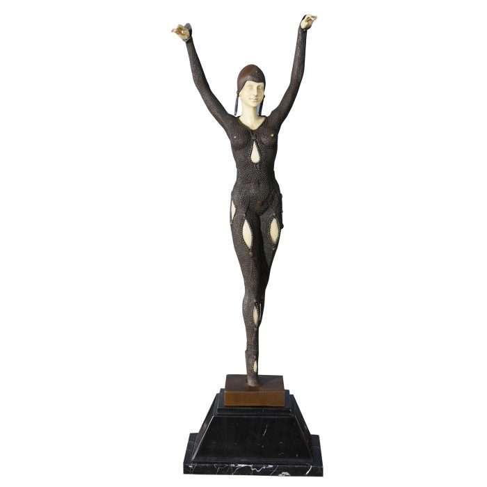 Bronze Parisian Dancer on Marble Base