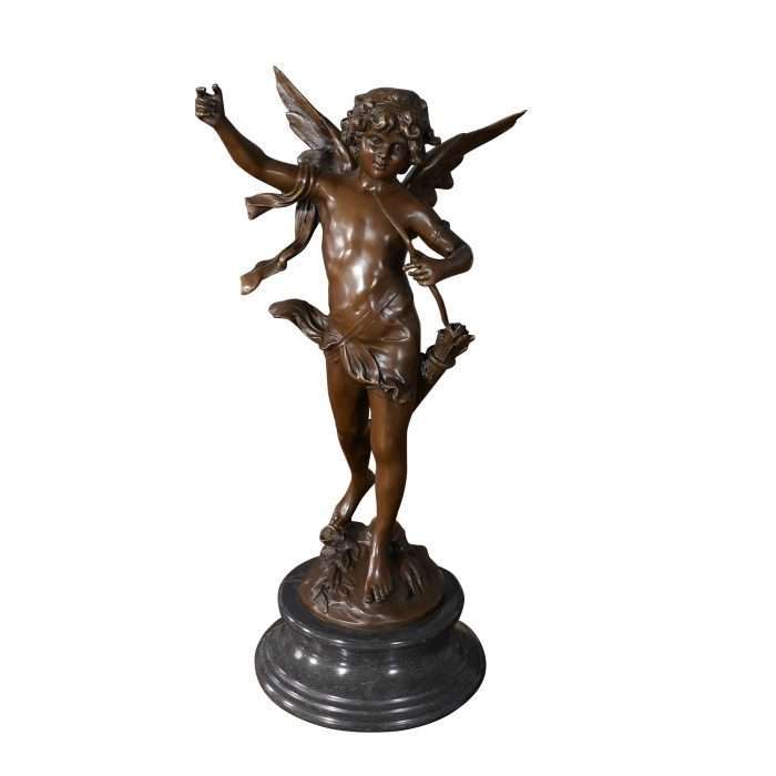 Bronze Cherub on Marble Base
