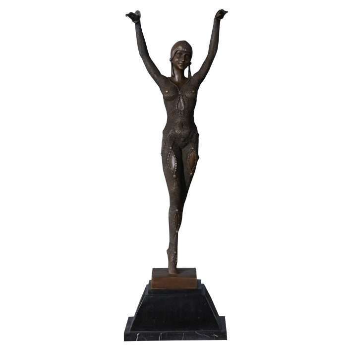 Bronze Dancing Woman on Marble Base