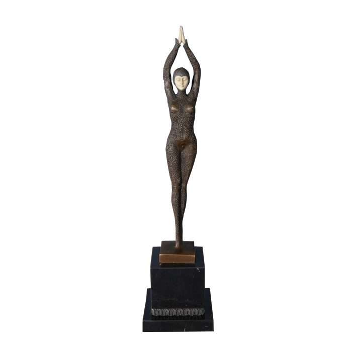 Bronze Sequined Dancer on Marble Base