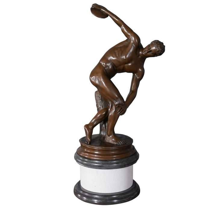Bronze Discus Thrower on Marble Base
