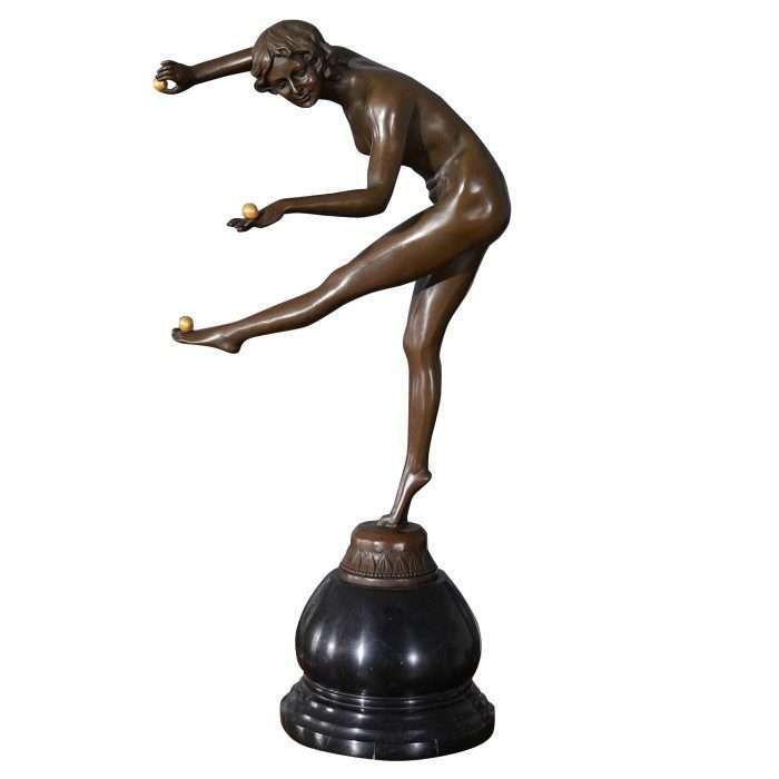 Bronze Female Acrobat on Marble Base