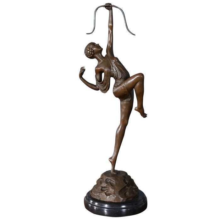 Bronze Female Archer on Marble Base
