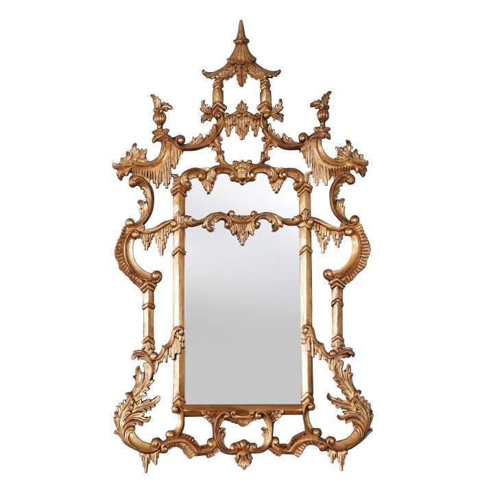Chinese Chippendale Gold Leaf Mirror