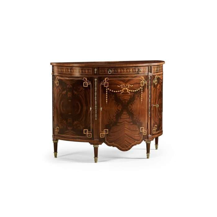 Jonathan Charles Inlaid Demi Lune Commode